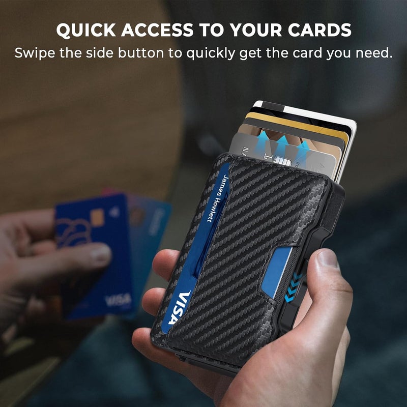 BESSIO Slim Wallet for Men - Minimalist Mens Wallet with Money Clip, Aluminum Pop Up Card Case and Leather Slots Credit Card Holder RFID Blocking Wallet for Men with Gift Box - Image 3